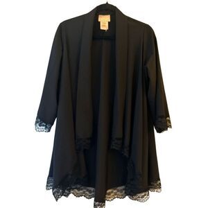 Sincerely Mary Black Lace Trim Kimono M/L Whimsigoth Fairygoth made in US